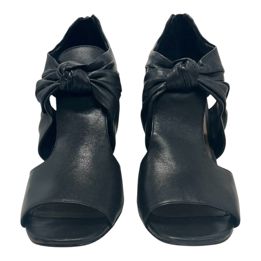 Donald J. Pliner Bailey Black Leather Peep Toe Cylinder Heels Women’s 8.5 - Picture 3 of 13